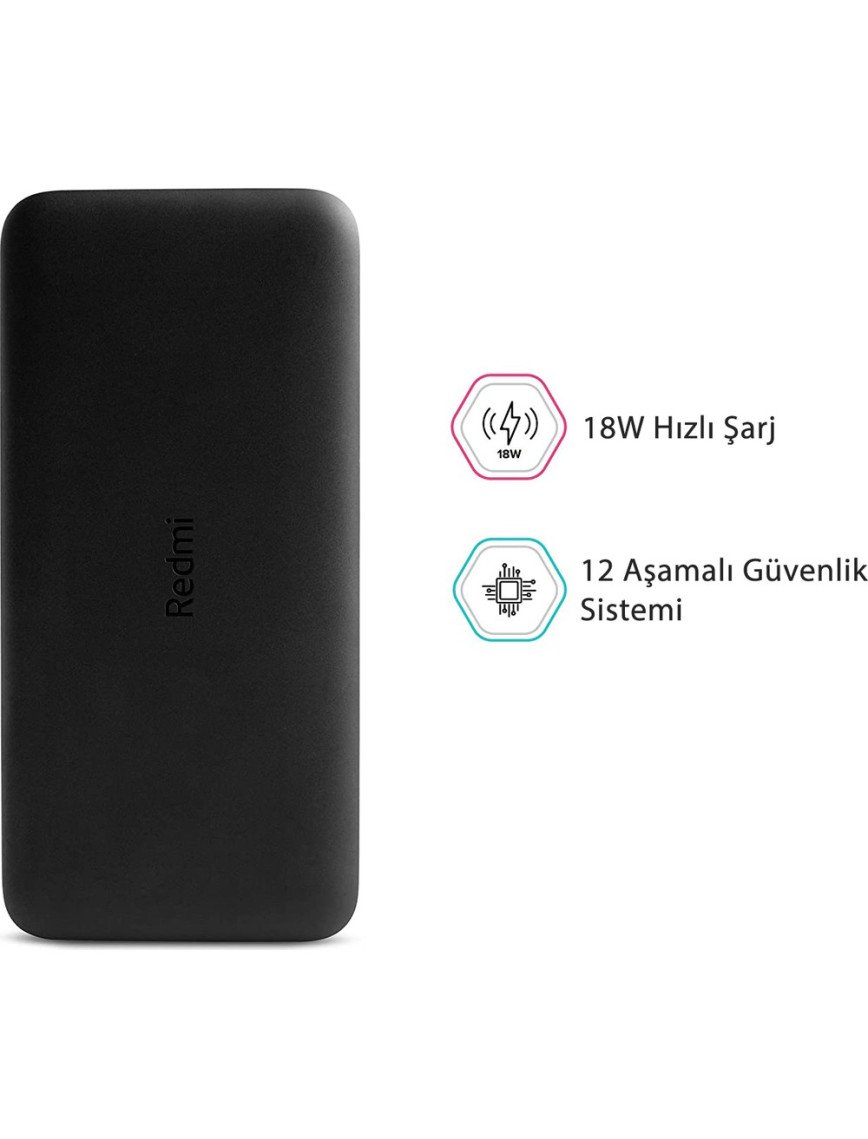 Xiaomi Redmi 20000 Mah Taşınabilir Hızlı Şarj Cihazı - USB-C - 18W 2 Çıkışlı Powerbank - Siyah Xiaomi Redmi 20000 Mah Taşınabilir Hızlı Şarj Cihazı - USB-C - 18W 2 Çıkışlı Powerbank - Siyah
