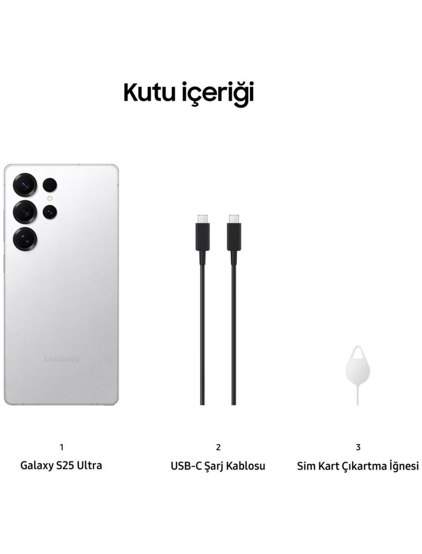 Samsung Galaxy S25 Ultra 1 Tb 12 GB Ram (Samsung Türkiye Garantili) Gümüş Titanyum Samsung Galaxy S25 Ultra 1 Tb 12 GB Ram (Samsung Türkiye Garantili) Gümüş Titanyum